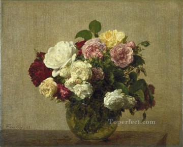  rosas Pintura Art%C3%ADstica - Rosas 1885 pintor de flores Henri Fantin Latour
